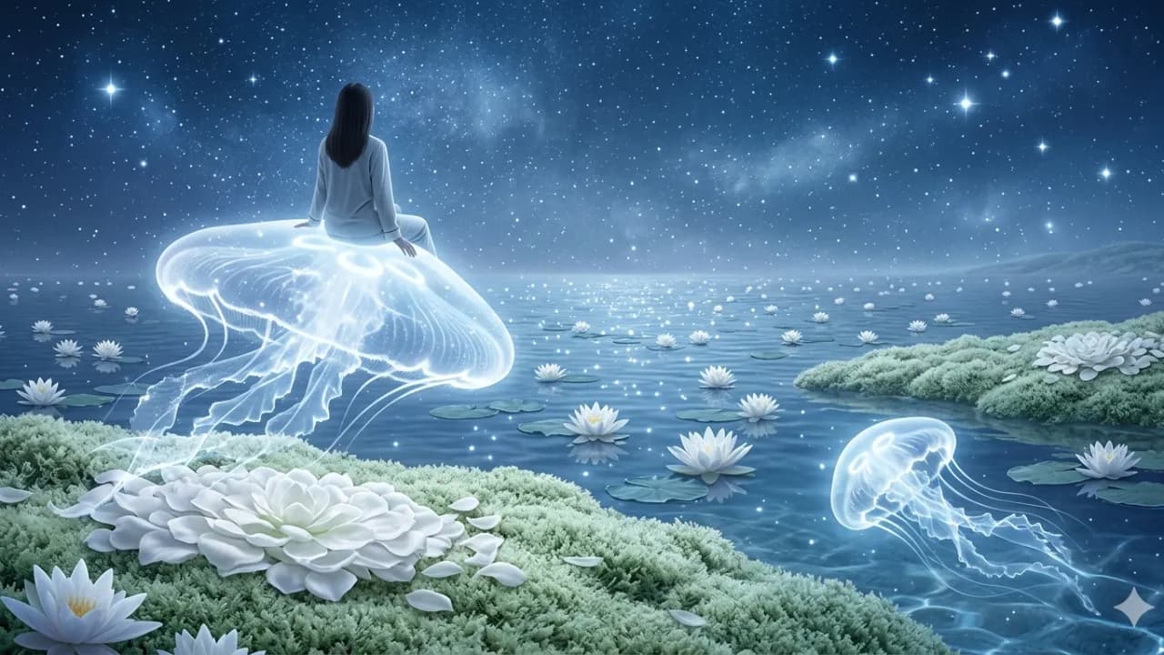 Sứa trong suốt và đầm hoa súng
